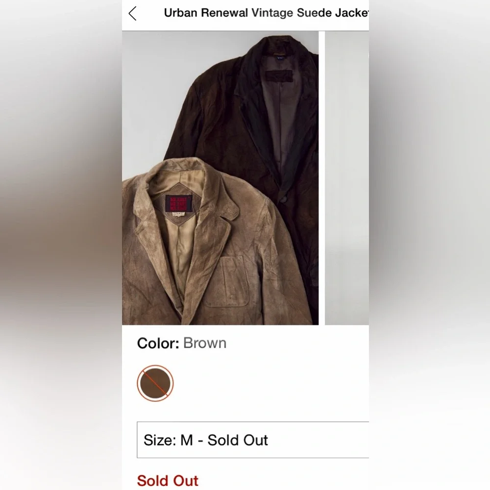 Urban Outfitters Urban Renewal Vintage Suede Jacket NWT Size Medium - Picture 8 of 11